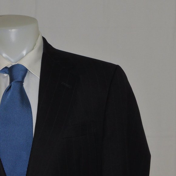 Burberrys Prorsum Super 100 Blue Stripe Two Button Suit 42XL